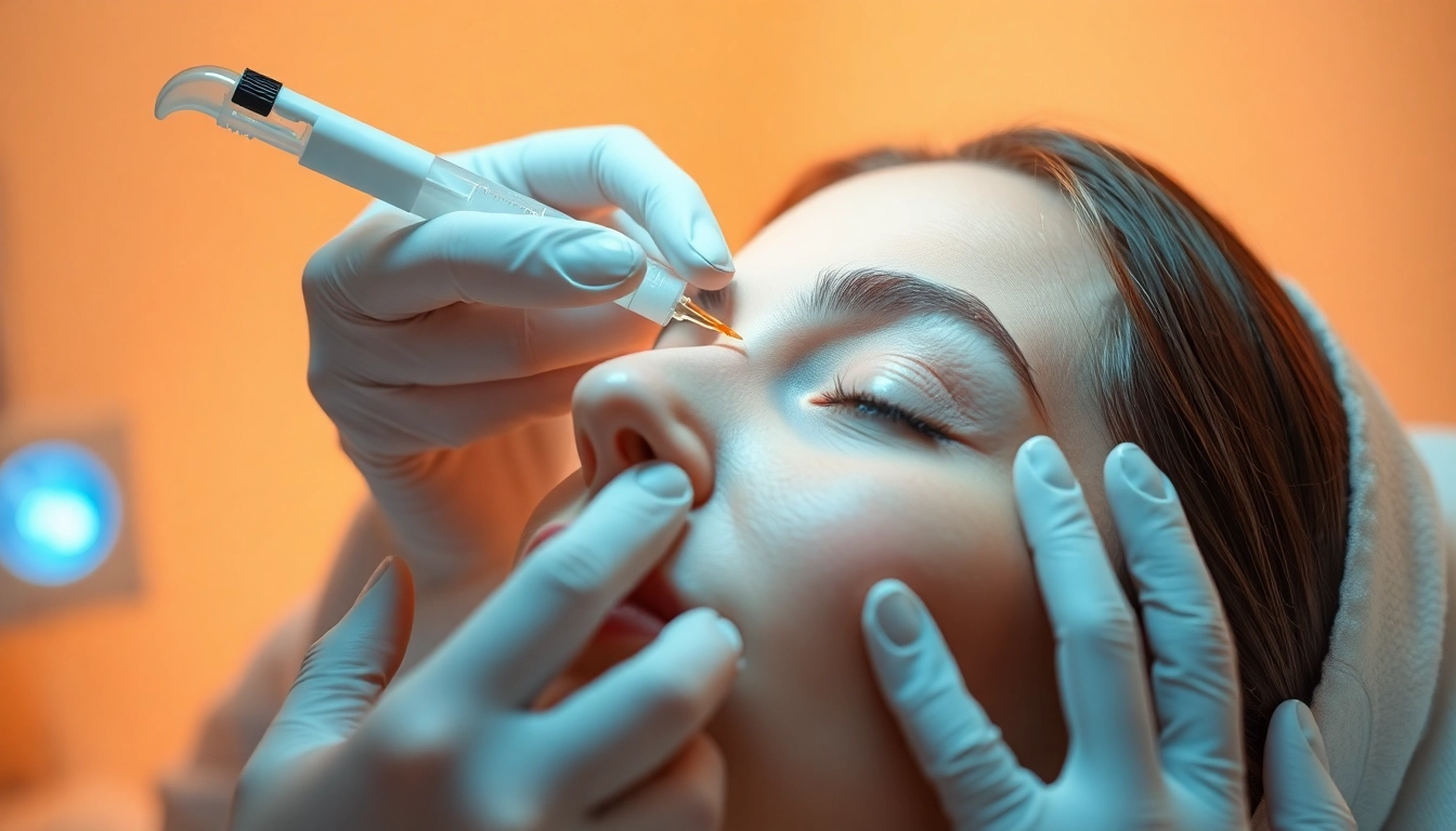 Professional administering Botox Behandlung, showcasing precision and care in a clinical setting.