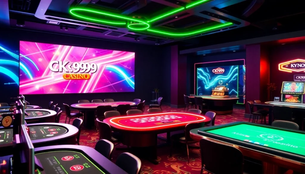 CK999 online casino interface showcasing slots and live betting in a sleek digital environment