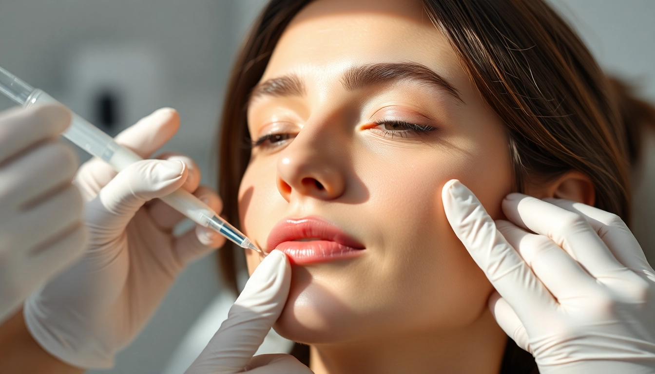 Woman undergoing a Botox Behandlung in a serene clinic setting to enhance beauty and reduce wrinkles.