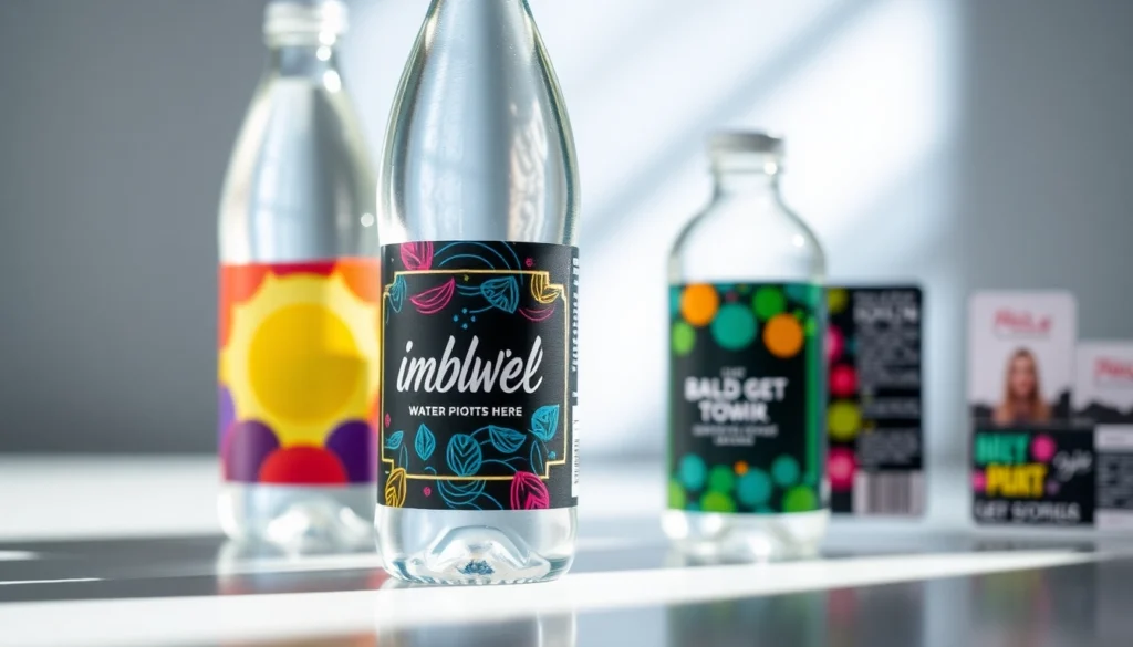 Create eye-catching custom water bottle labels featuring vibrant designs and waterproof durability for branding and events.