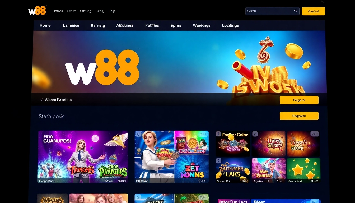 Engaging visual of the w88 online gaming platform showcasing vibrant colors and user-friendly interface