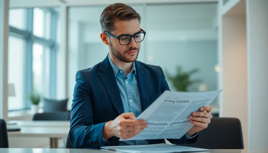 Business loan lender assisting small business with loan application process in a professional setting.