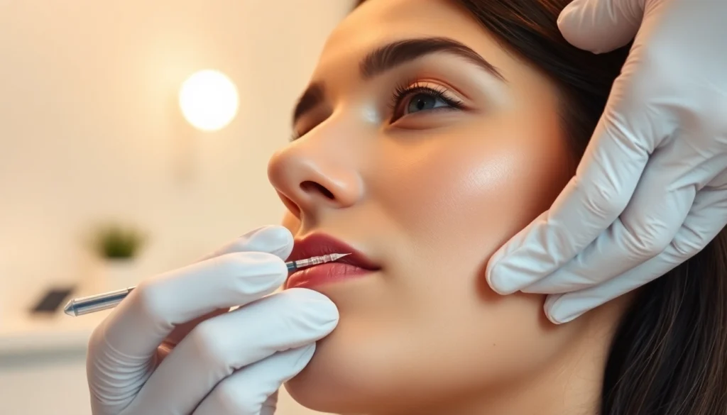 Botulinumtoxin injection being administered by a professional in a Zürich clinic for wrinkle reduction and facial rejuvenation.