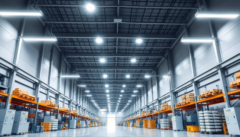 Moderne LED-Beleuchtung in einer Industriehalle