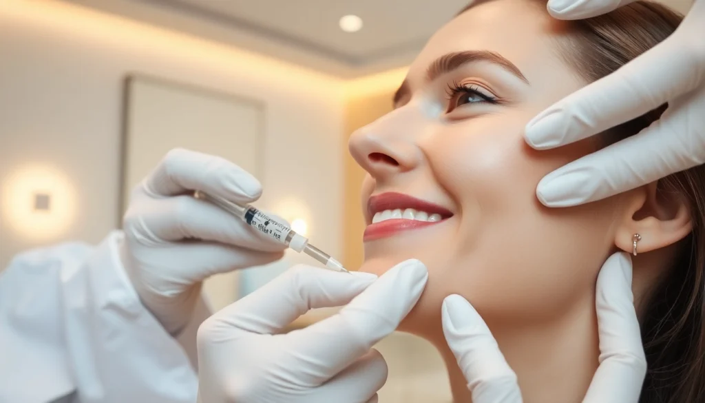 Für die Botox Behandlung in Zürich zeigt ein Facharzt eine präzise Injektion in einem modernen Behandlungsraum.