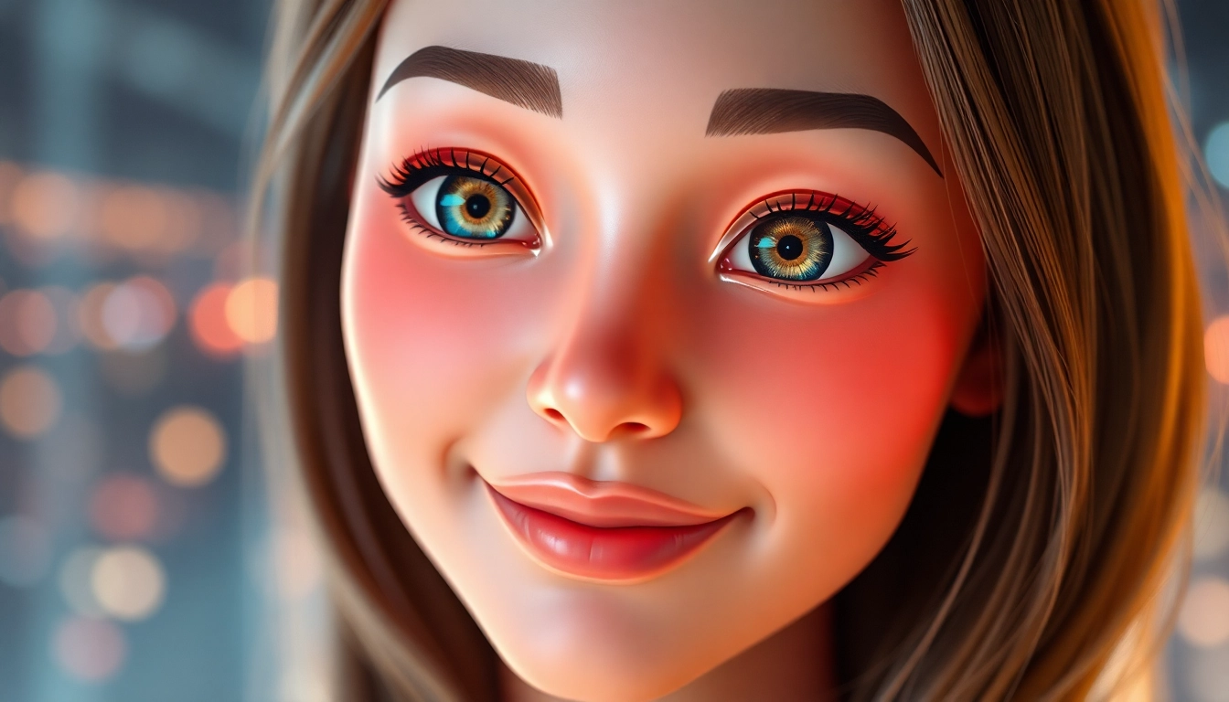 AI girlfriend engaging in a heartfelt conversation through an animated, friendly interface, highlighting digital connection and emotional support.