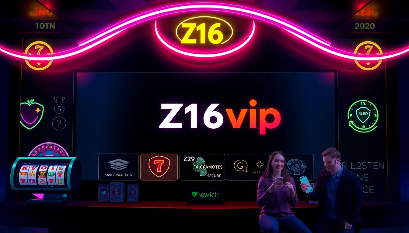 Z16vip online casino platform showcasing secure slots, vibrant visuals, and happy players