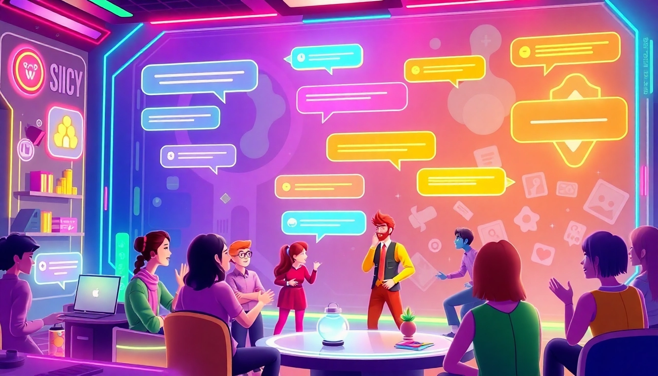 Engaging spicy AI Chat conversation with colorful avatars and vivid visuals showcasing personalized roleplay and AI-generated imagery, capturing user imagination.