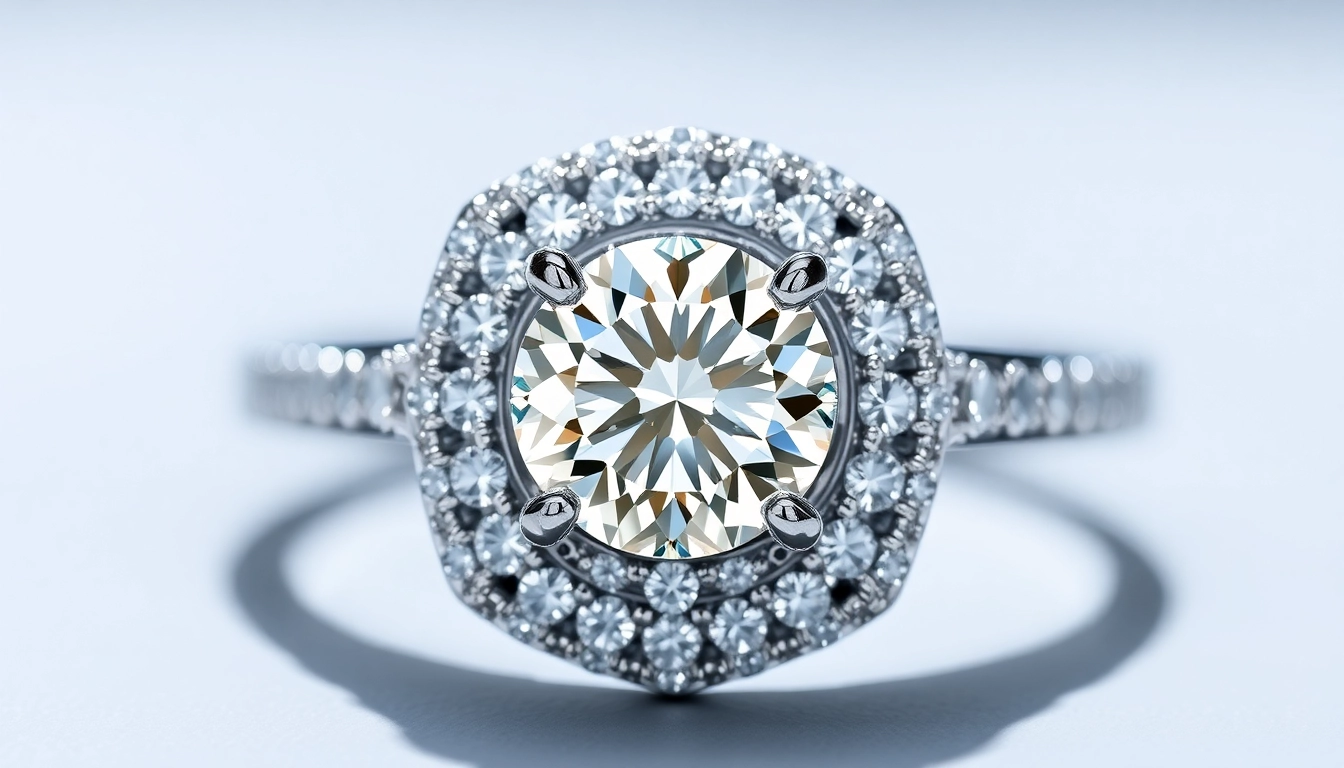 Luxurious halo engagement rings with radiant diamonds encircled by smaller stones, showcasing timeless elegance and brilliance, perfect for special proposals.