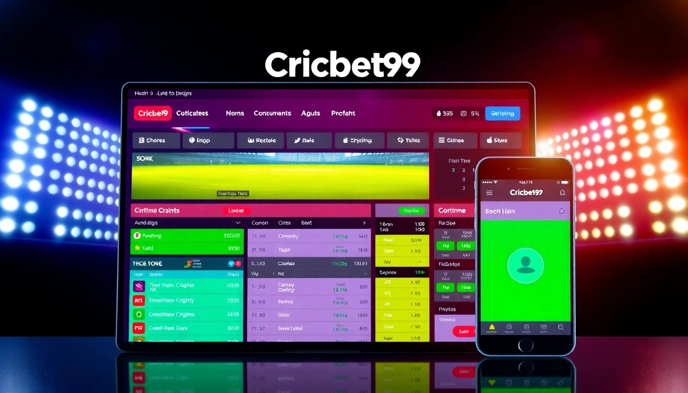 Cricbet99 online betting platform featuring live cricket scores and mobile betting action