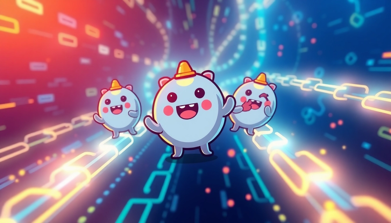 Engaging graphic showcasing Solana Meme Tokens features with colorful memes and blockchain